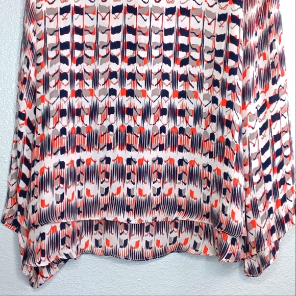 Parker Rita 100% Silk Sz M Bell Sleeve Flowy Abstract Artsy Blouse - Picture 7 of 14